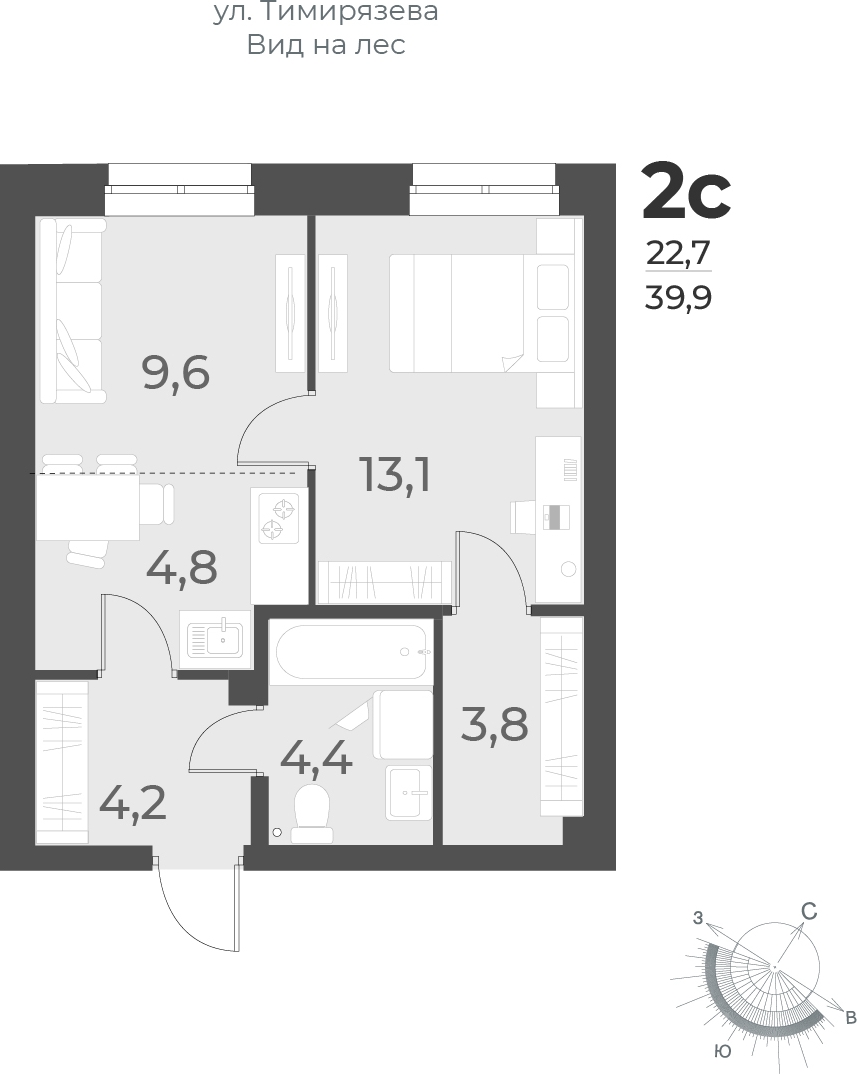 1-комнатная квартира (Студия) в ЖК Дом на Прилукской на 10 этаже в 2 секции. Сдача в 1 кв. 2024 г.
