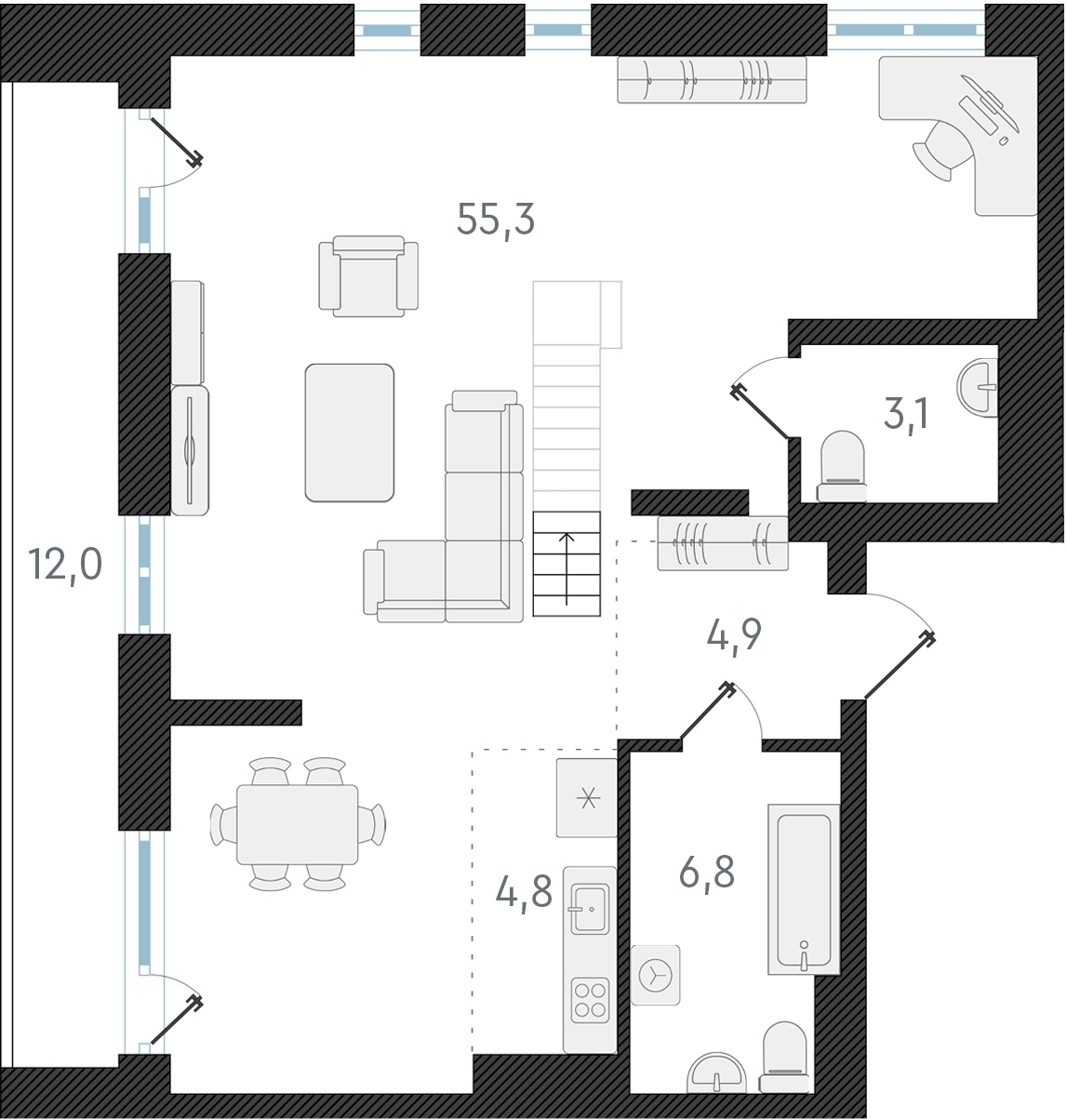 2-комнатная квартира с отделкой в ЖК Русское солнце на 19 этаже в 1 секции. Сдача в 4 кв. 2024 г.