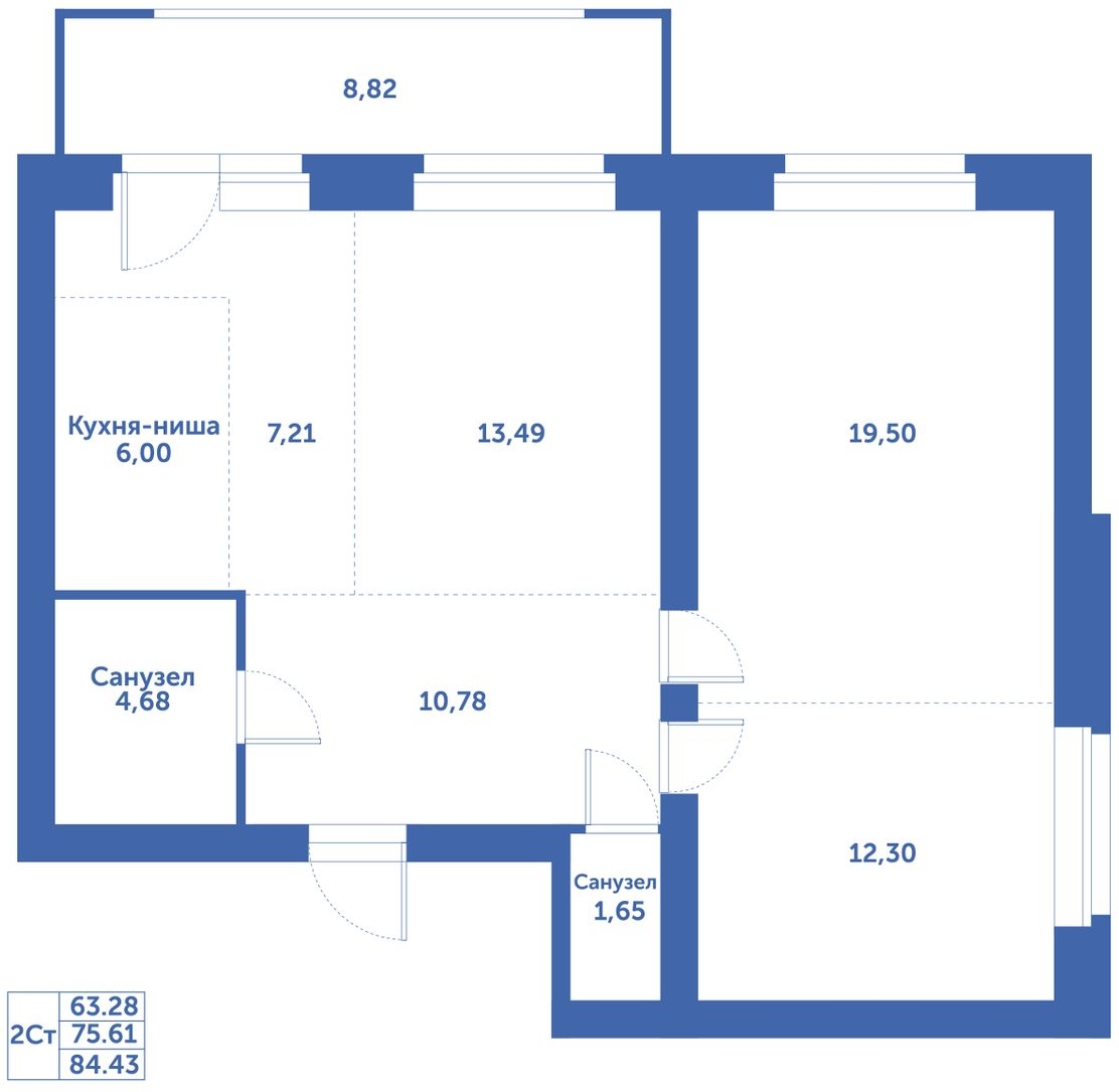 2-комнатная квартира с отделкой в ЖК Русское солнце на 21 этаже в 1 секции. Сдача в 4 кв. 2024 г.