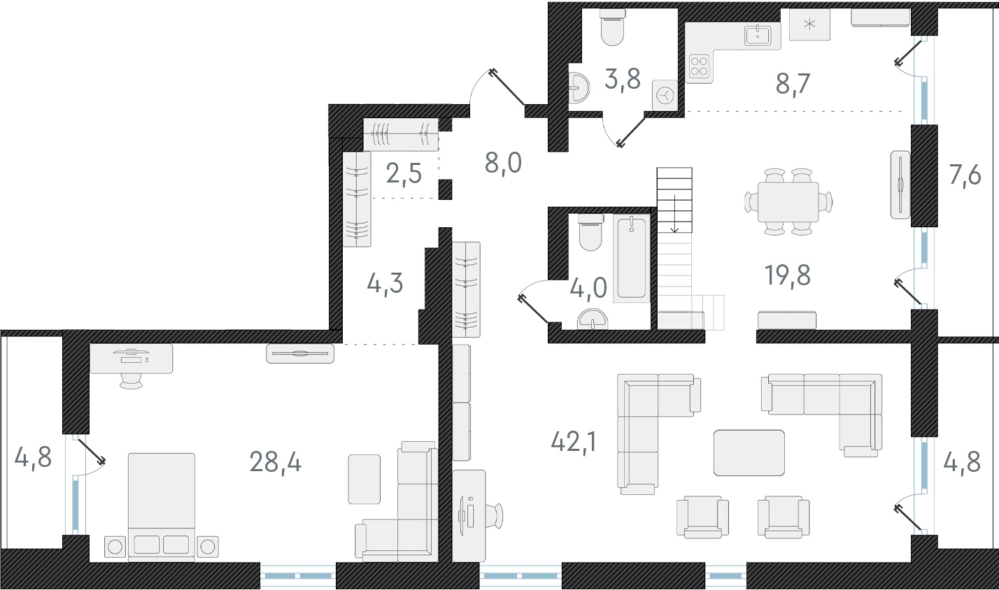 2-комнатная квартира с отделкой в ЖК Русское солнце на 11 этаже в 1 секции. Сдача в 4 кв. 2024 г.