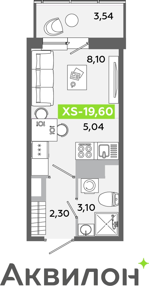 2-комнатная квартира с отделкой в ЖК Квартал Лаголово на 6 этаже в 3 секции. Сдача в 3 кв. 2025 г.