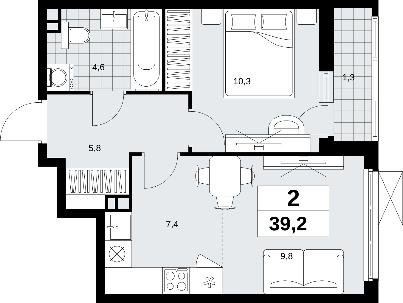 2-комнатная квартира с отделкой в ЖК Скандинавия на 4 этаже в 1 секции. Сдача в 1 кв. 2027 г.
