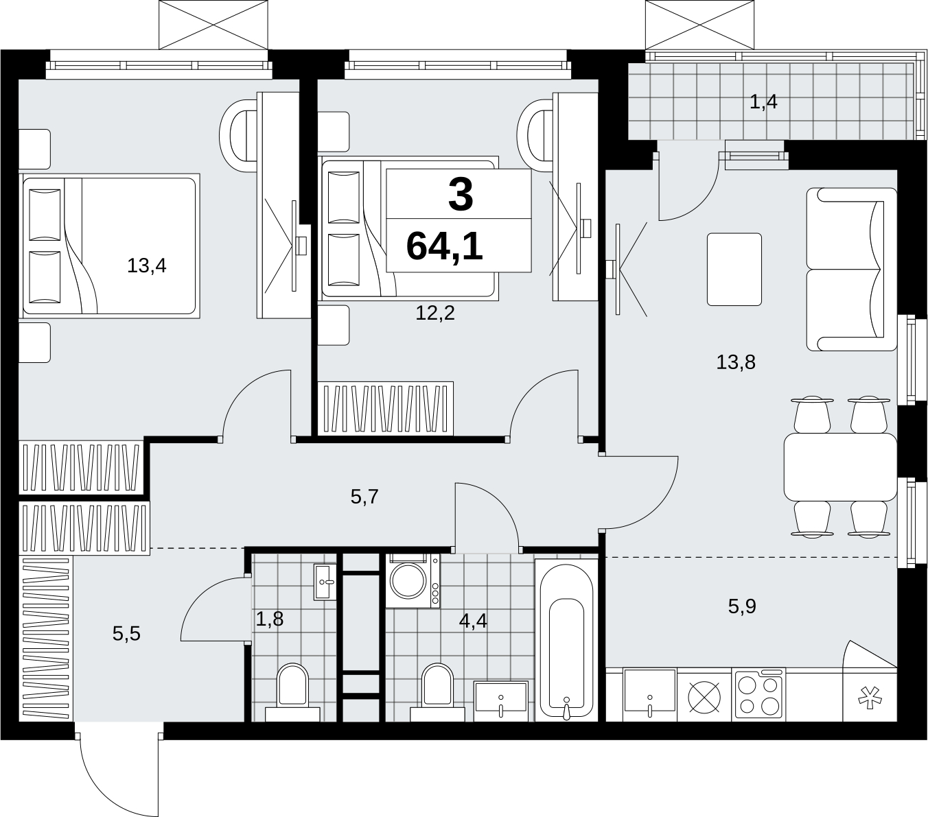 1-комнатная квартира с отделкой в ЖК Скандинавия на 12 этаже в 1 секции. Сдача в 1 кв. 2027 г.