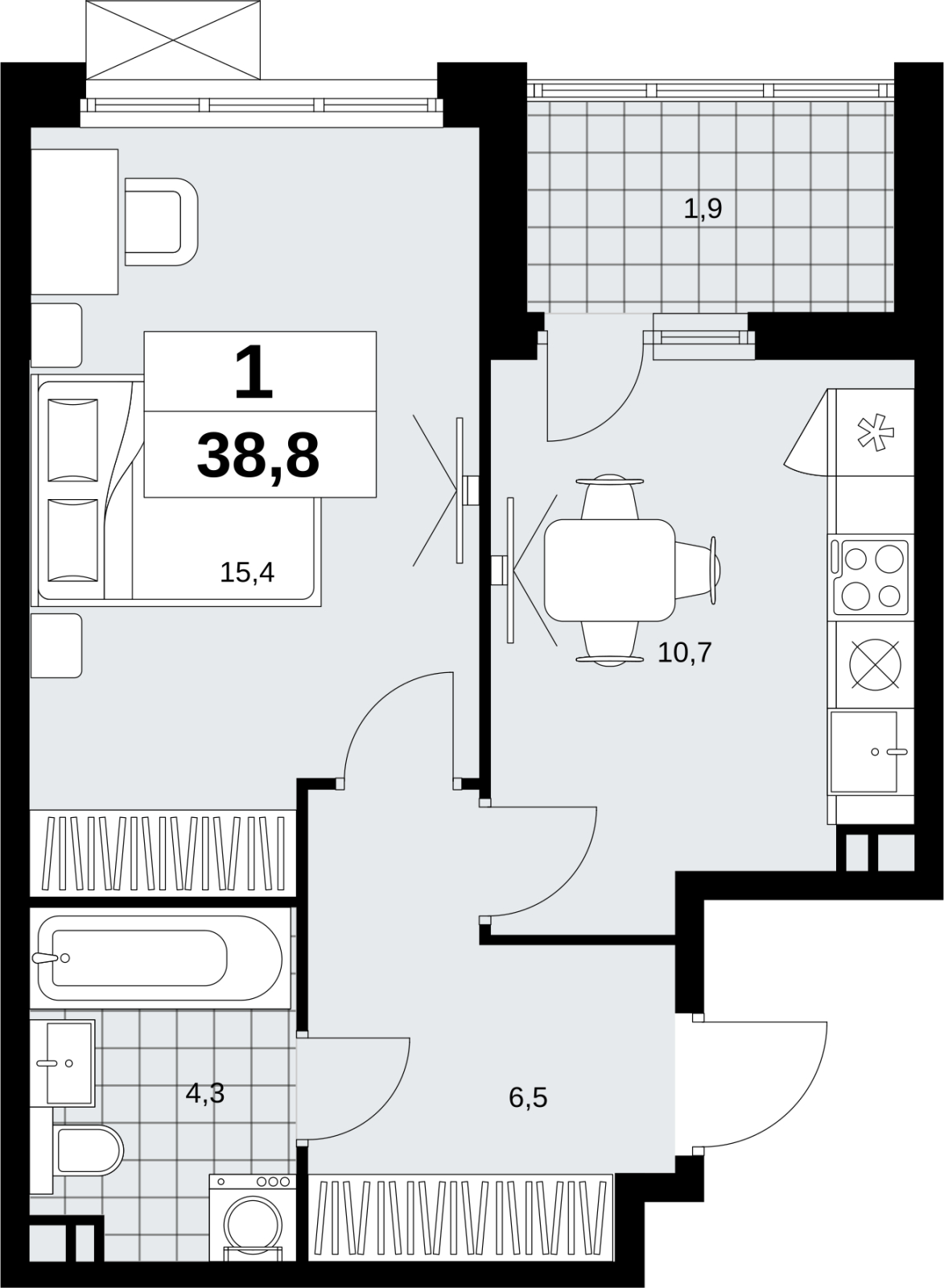 1-комнатная квартира (Студия) с отделкой в ЖК Скандинавия на 2 этаже в 1 секции. Сдача в 1 кв. 2027 г.