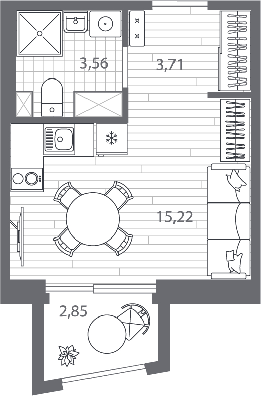3-комнатная квартира с отделкой в ЖК Юнтолово на 15 этаже в 1 секции. Сдача в 2 кв. 2026 г.
