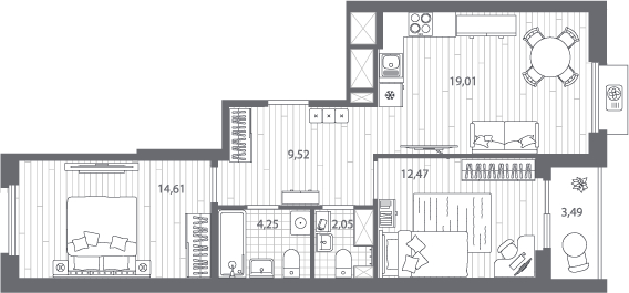 1-комнатная квартира (Студия) с отделкой в ЖК Аквилон ЯНИНО на 8 этаже в 1 секции. Сдача в 4 кв. 2026 г.