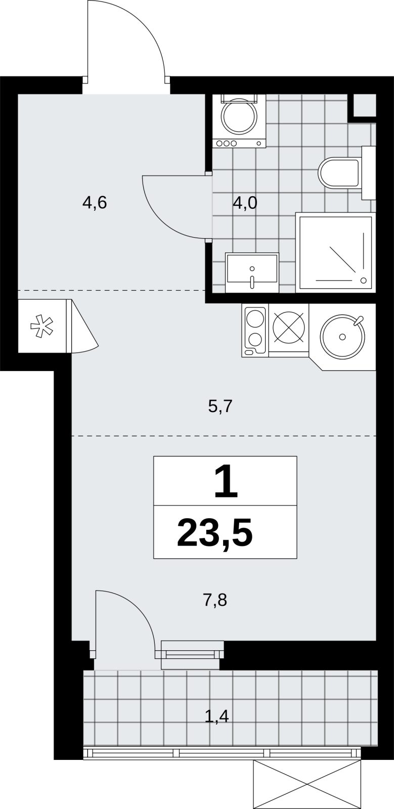 4-комнатная квартира в ЖК Скандинавия на 4 этаже в 1 секции. Сдача в 1 кв. 2026 г.