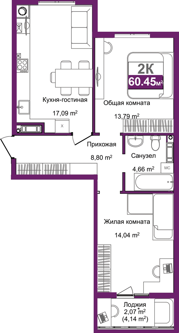 1-комнатная квартира (Студия) с отделкой в ЖК Аквилон ЯНИНО на 6 этаже в 1 секции. Сдача в 4 кв. 2026 г.