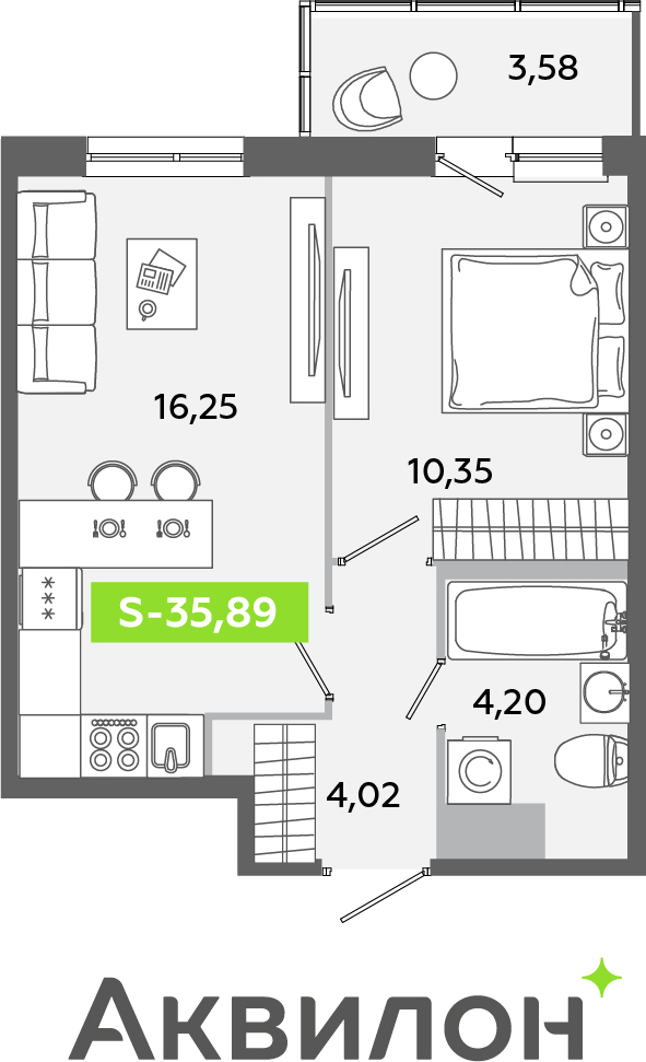 1-комнатная квартира (Студия) с отделкой в ЖК Янинский лес на 1 этаже в 2 секции. Сдача в 4 кв. 2024 г.