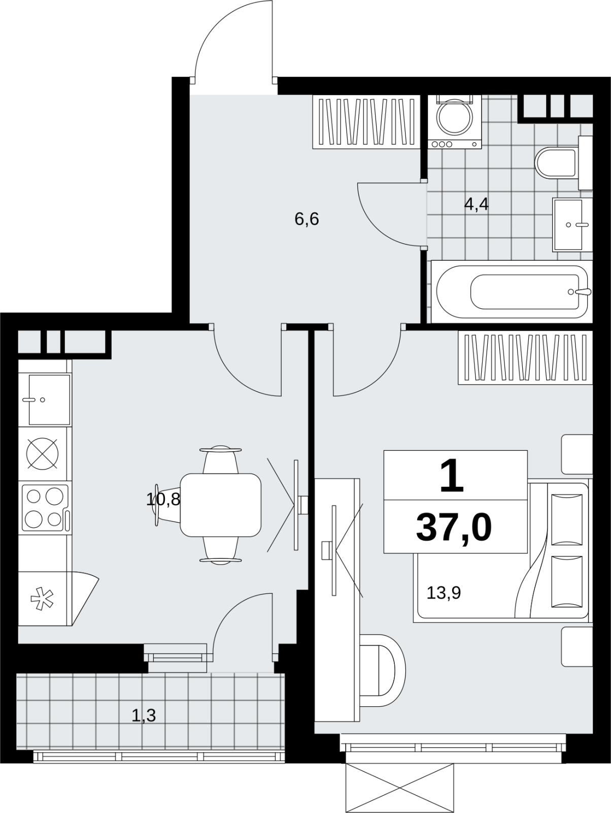 4-комнатная квартира с отделкой в ЖК Скандинавия на 4 этаже в 2 секции. Сдача в 1 кв. 2027 г.