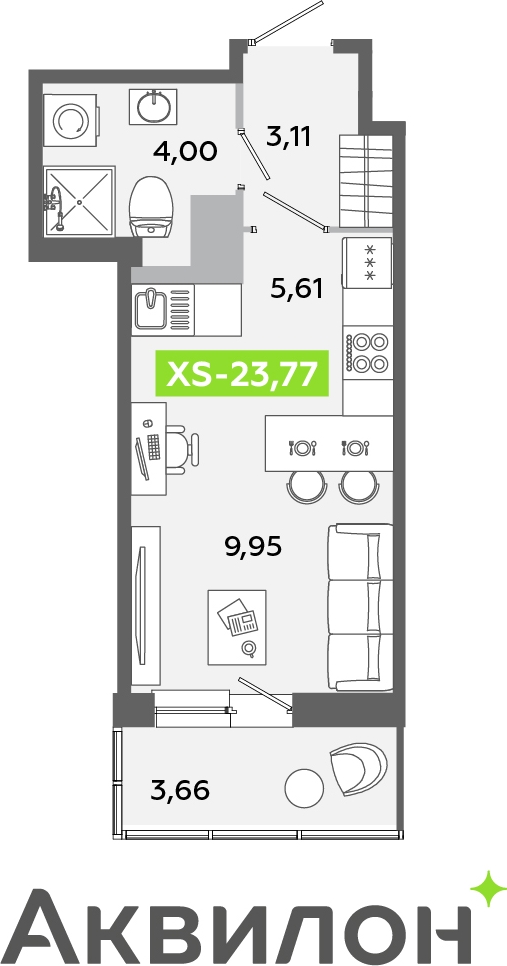 2-комнатная квартира с отделкой в ЖК Русское солнце на 21 этаже в 1 секции. Сдача в 4 кв. 2024 г.