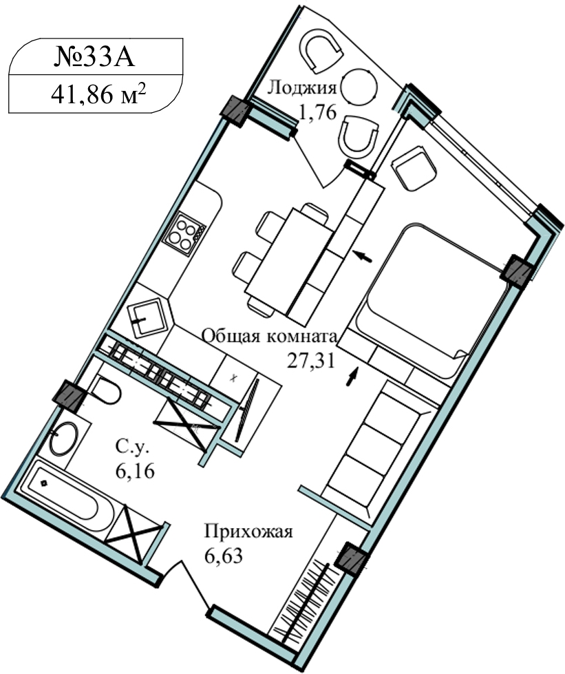 1-комнатная квартира (Студия) с отделкой в ЖК Garden на 4 этаже в 1 секции. Дом сдан.