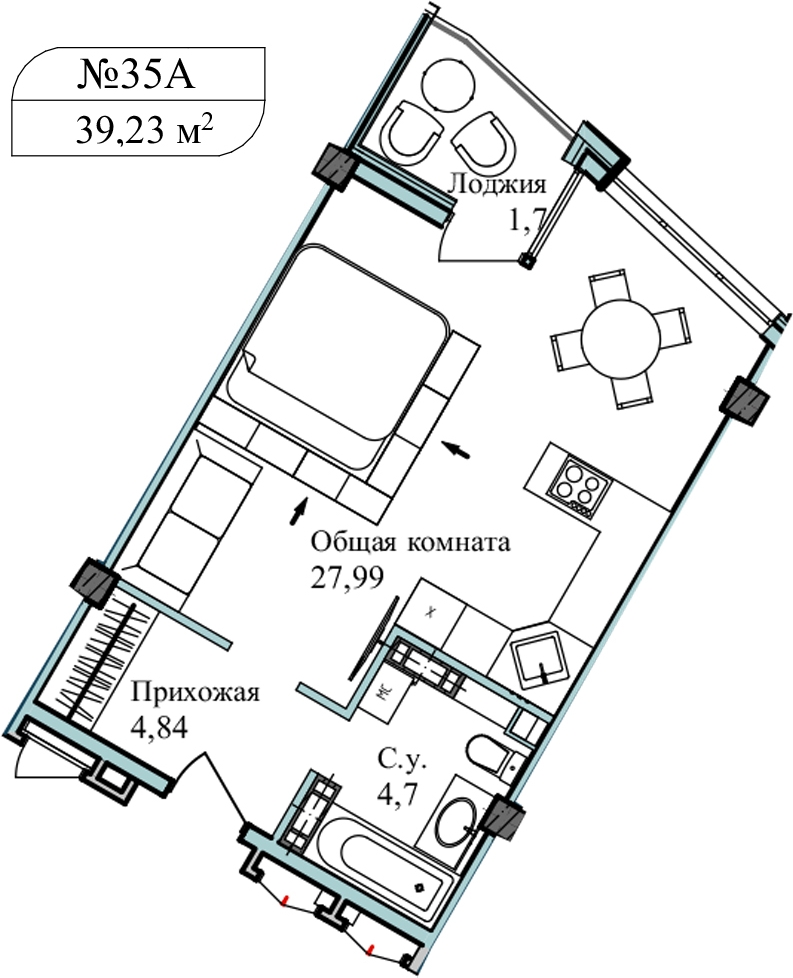 1-комнатная квартира (Студия) с отделкой в ЖК Garden на 4 этаже в 1 секции. Дом сдан.