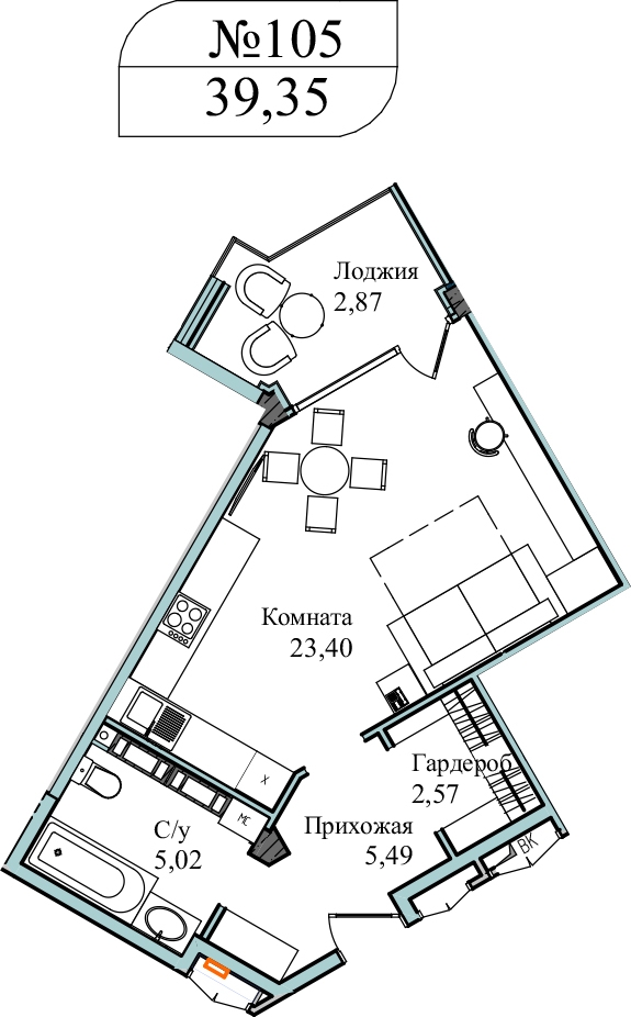 1-комнатная квартира (Студия) с отделкой в ЖК Garden на 4 этаже в 1 секции. Дом сдан.