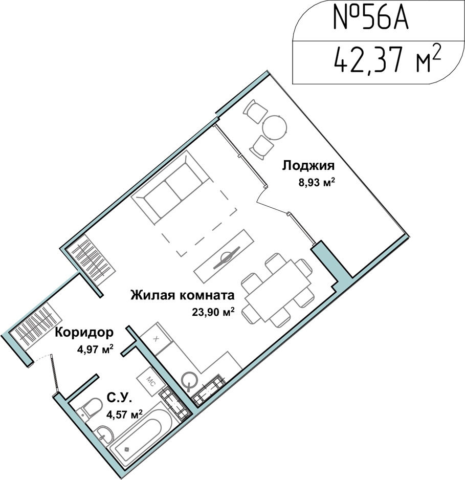 1-комнатная квартира (Студия) с отделкой в ЖК Garden на 2 этаже в 1 секции. Дом сдан.