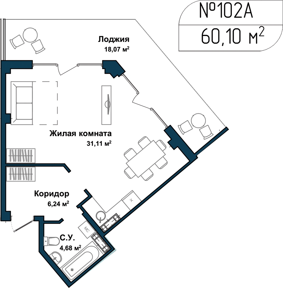 1-комнатная квартира (Студия) с отделкой в ЖК Аквилон ЯНИНО на 12 этаже в 1 секции. Сдача в 4 кв. 2026 г.