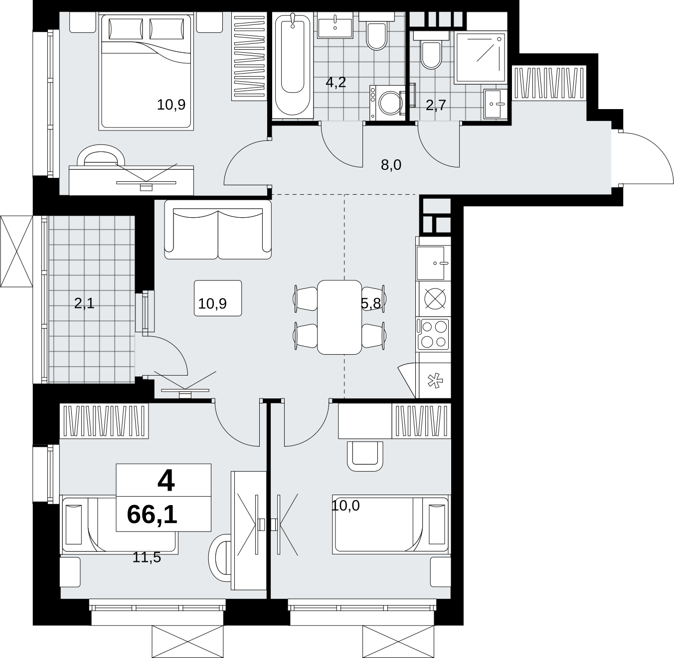 1-комнатная квартира (Студия) с отделкой в ЖК Скандинавия на 7 этаже в 2 секции. Сдача в 1 кв. 2027 г.