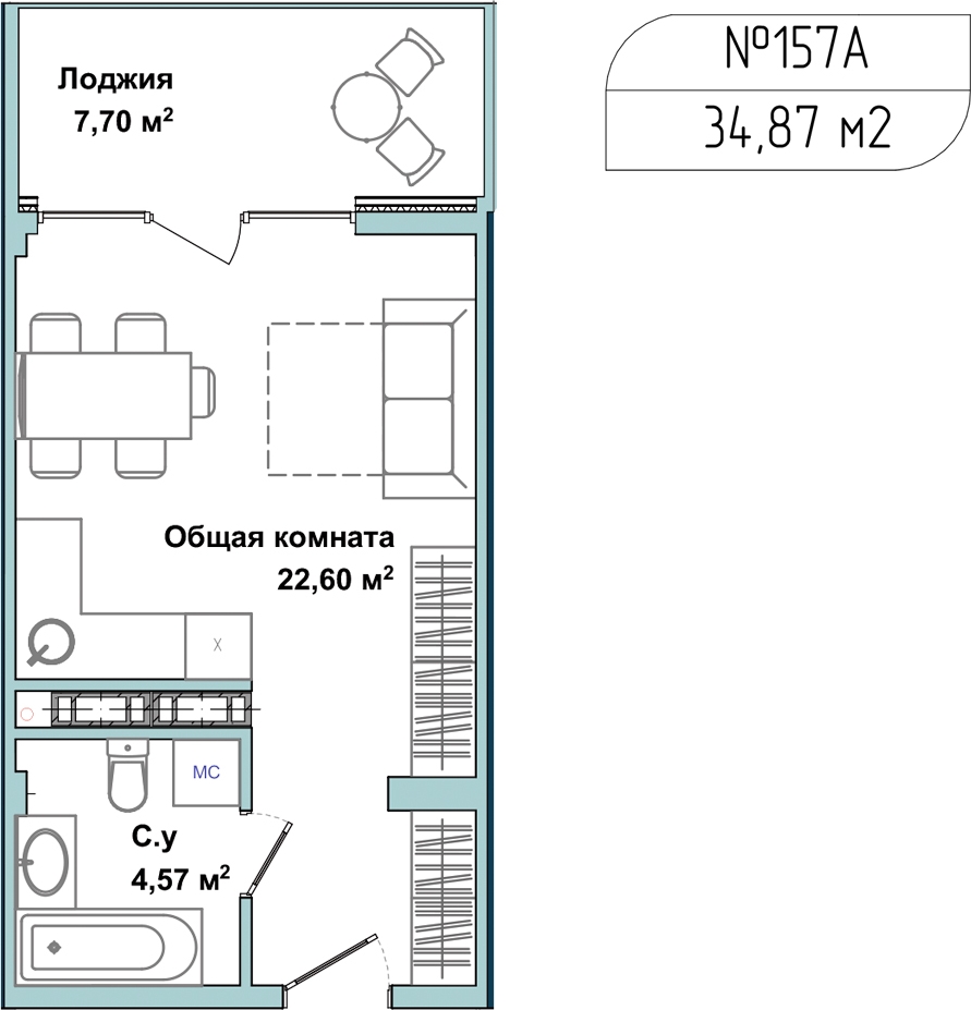 1-комнатная квартира (Студия) с отделкой в ЖК Garden на 4 этаже в 1 секции. Дом сдан.