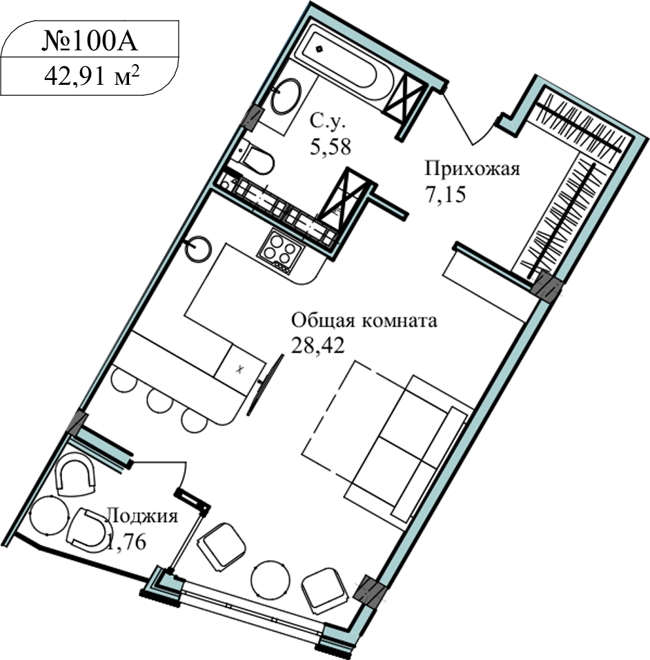 1-комнатная квартира (Студия) с отделкой в ЖК Garden на 4 этаже в 1 секции. Дом сдан.