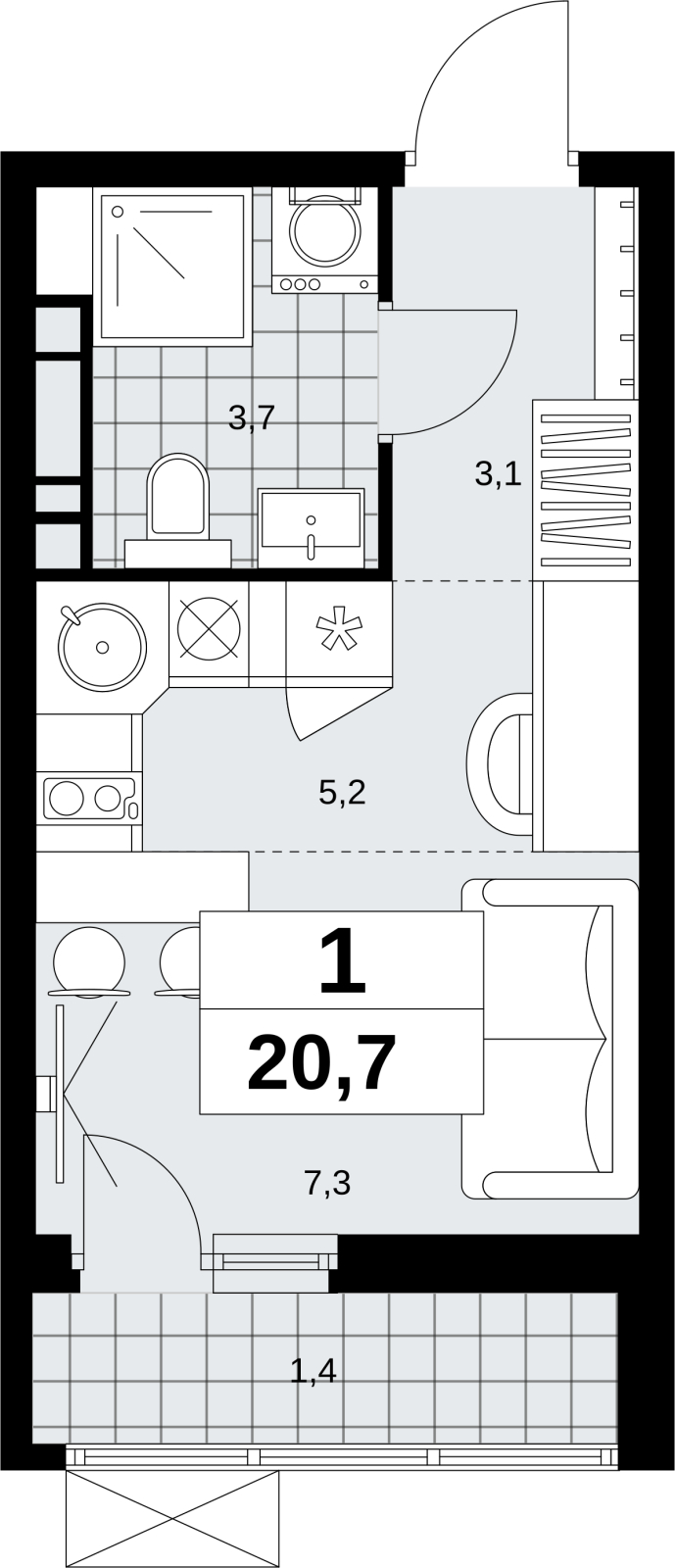3-комнатная квартира с отделкой в ЖК Скандинавия на 7 этаже в 1 секции. Сдача в 1 кв. 2027 г.