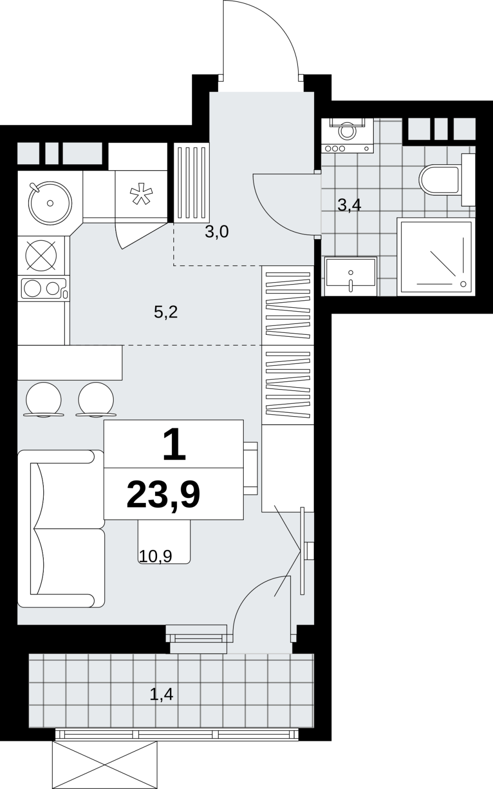 2-комнатная квартира с отделкой в ЖК Скандинавия на 7 этаже в 1 секции. Сдача в 1 кв. 2027 г.