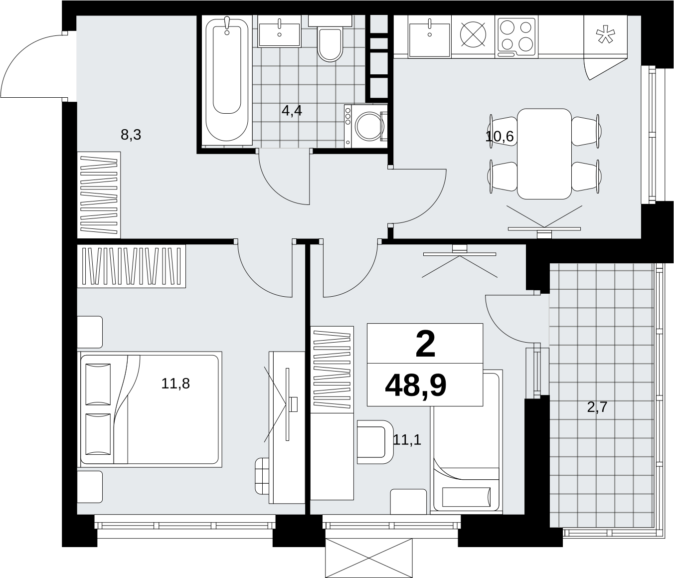 1-комнатная квартира с отделкой в ЖК Скандинавия на 2 этаже в 1 секции. Сдача в 1 кв. 2027 г.