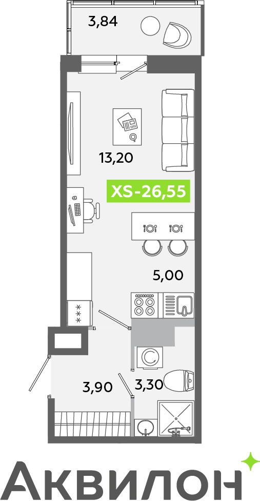1-комнатная квартира с отделкой в ЖК Парксайд на 13 этаже в 1 секции. Сдача в 3 кв. 2025 г.