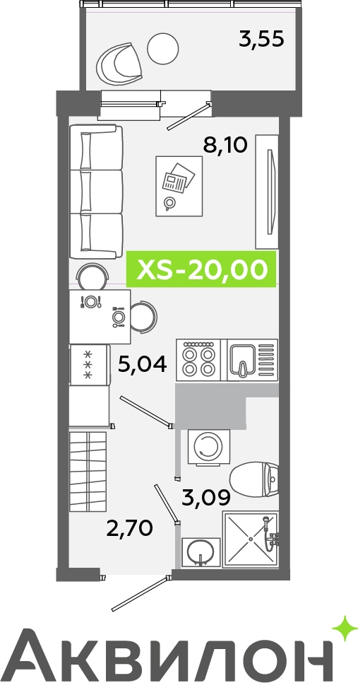 1-комнатная квартира с отделкой в ЖК Парксайд на 16 этаже в 1 секции. Сдача в 3 кв. 2025 г.
