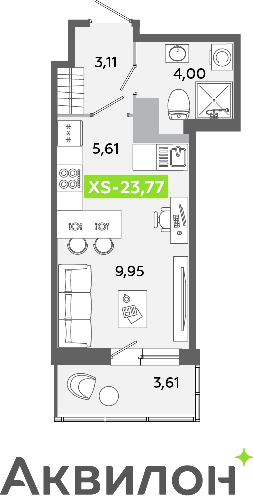 1-комнатная квартира с отделкой в ЖК Парксайд на 20 этаже в 1 секции. Сдача в 3 кв. 2025 г.