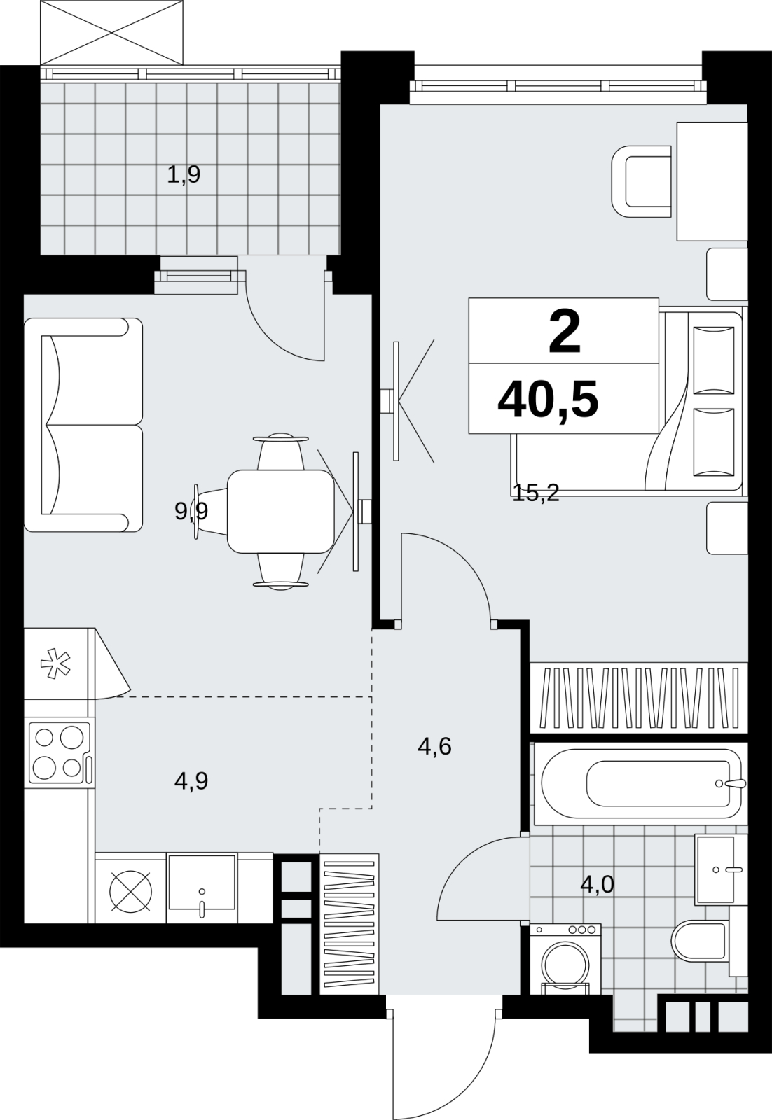 2-комнатная квартира с отделкой в ЖК Скандинавия на 10 этаже в 2 секции. Сдача в 1 кв. 2027 г.