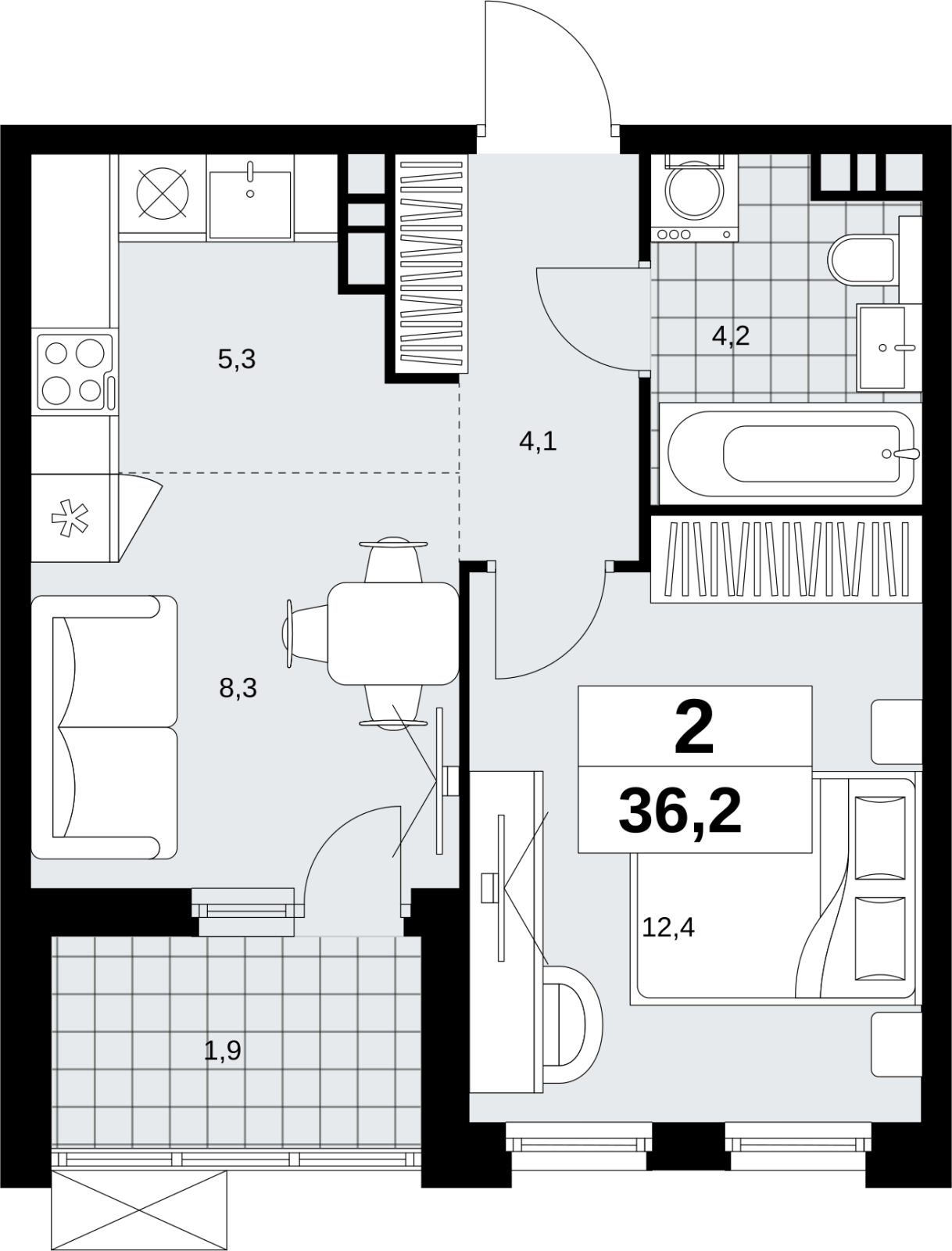 1-комнатная квартира с отделкой в ЖК Скандинавия на 2 этаже в 1 секции. Сдача в 1 кв. 2027 г.