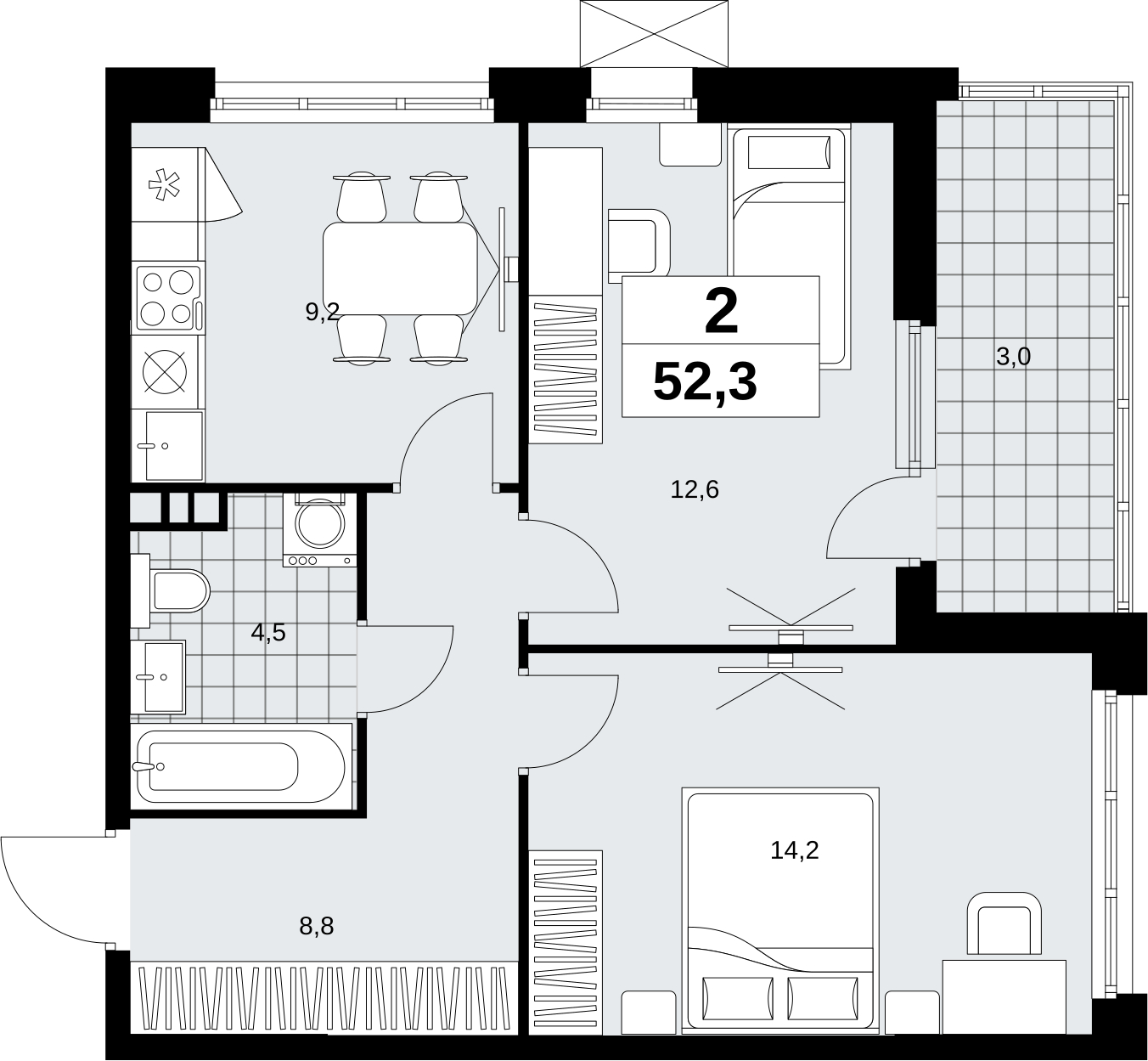 1-комнатная квартира в ЖК Headliner на 48 этаже в 2 секции. Сдача в 4 кв. 2024 г.