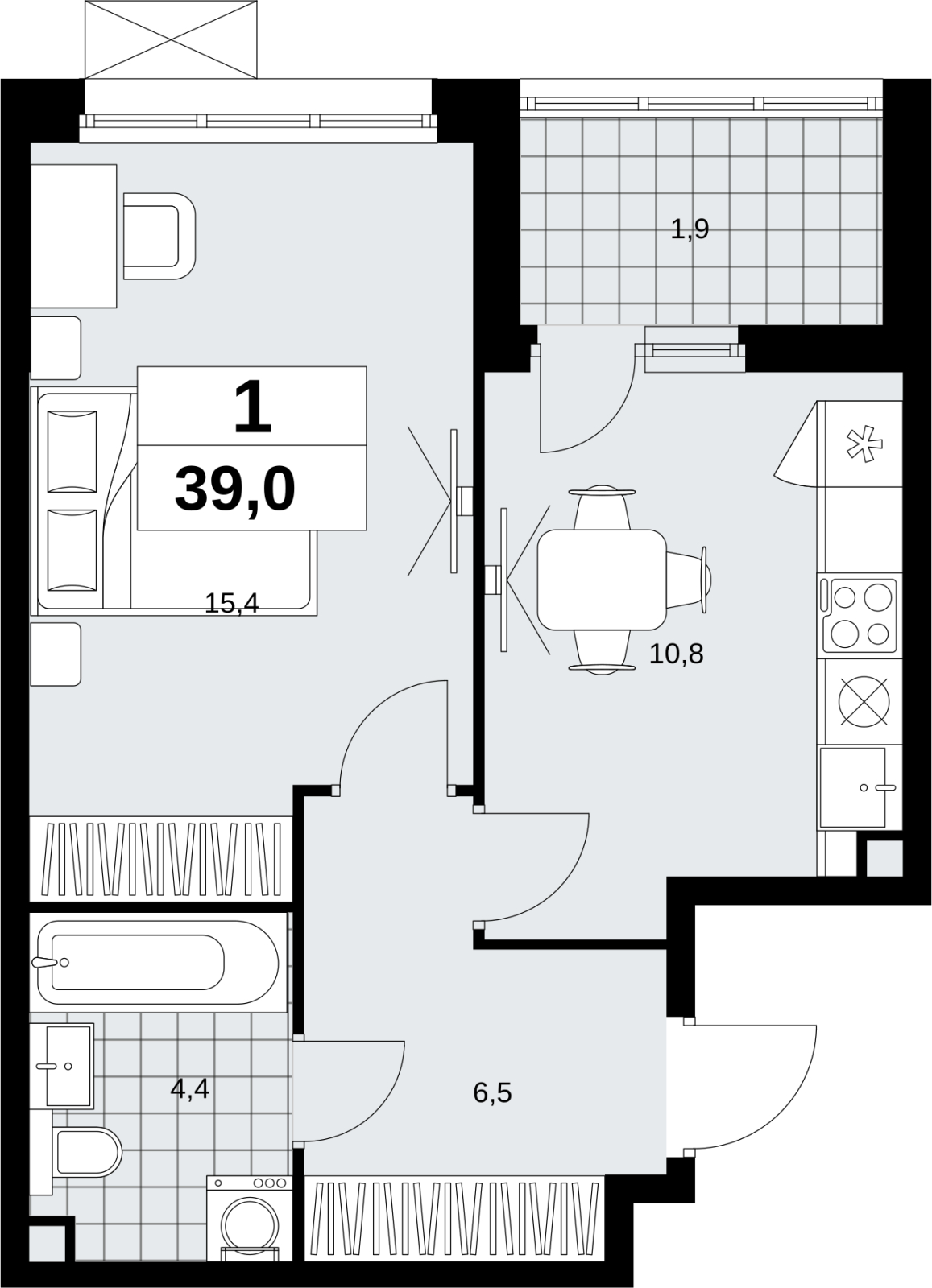 3-комнатная квартира в ЖК Headliner на 34 этаже в 2 секции. Сдача в 4 кв. 2024 г.