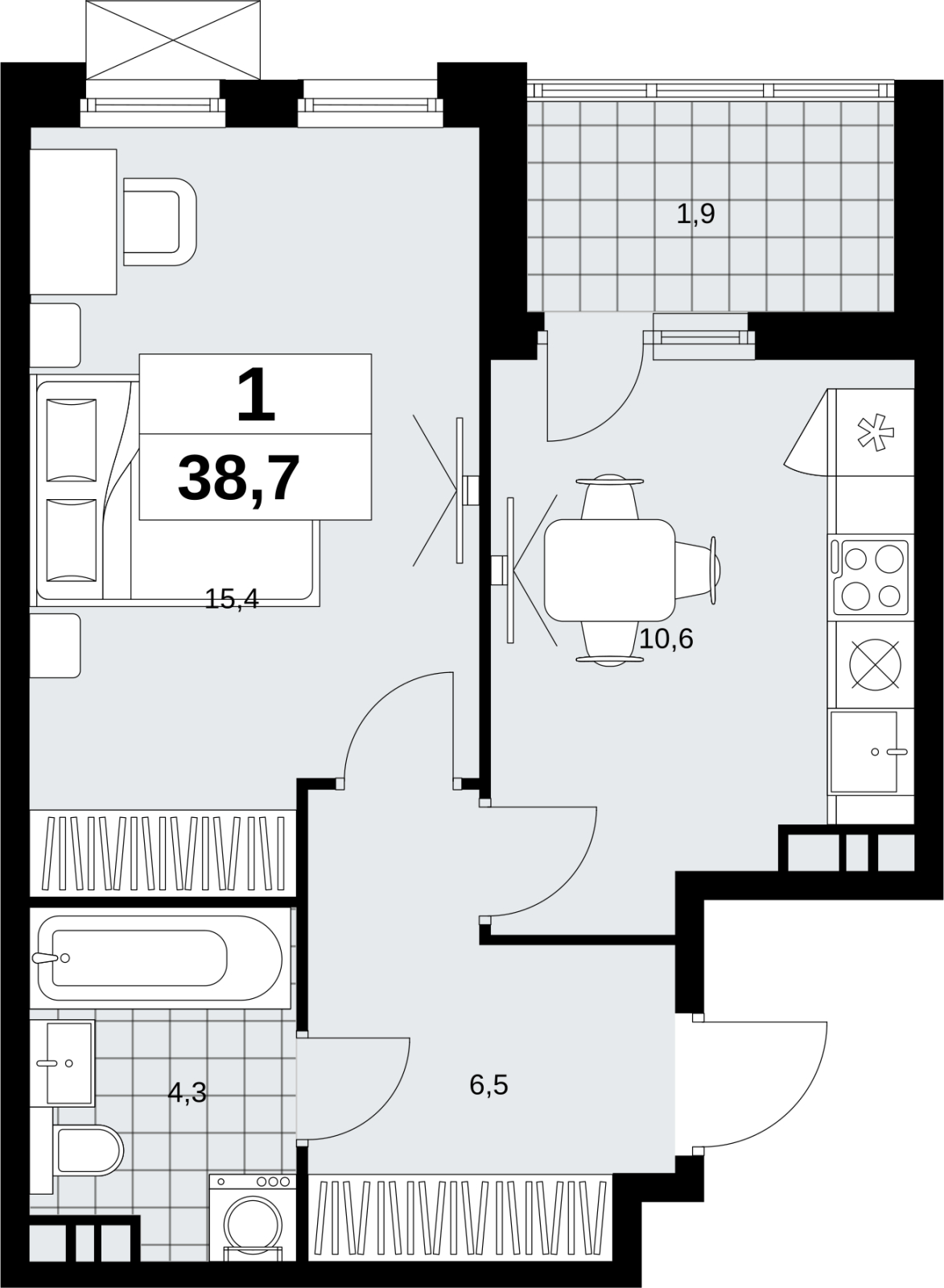 3-комнатная квартира в ЖК Headliner на 28 этаже в 5 секции. Сдача в 4 кв. 2022 г.