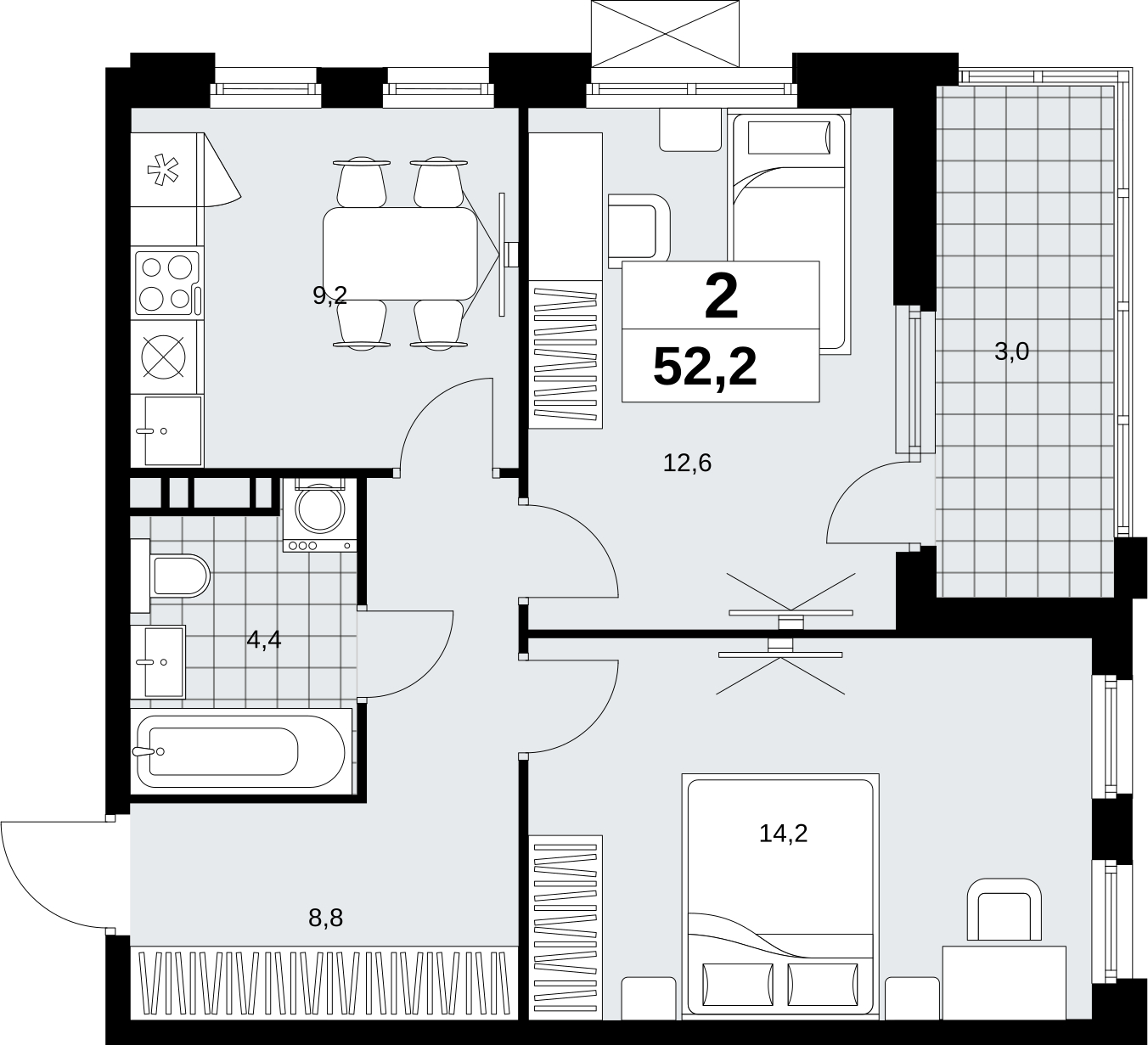3-комнатная квартира с отделкой в ЖК Скандинавия на 11 этаже в 2 секции. Сдача в 1 кв. 2027 г.
