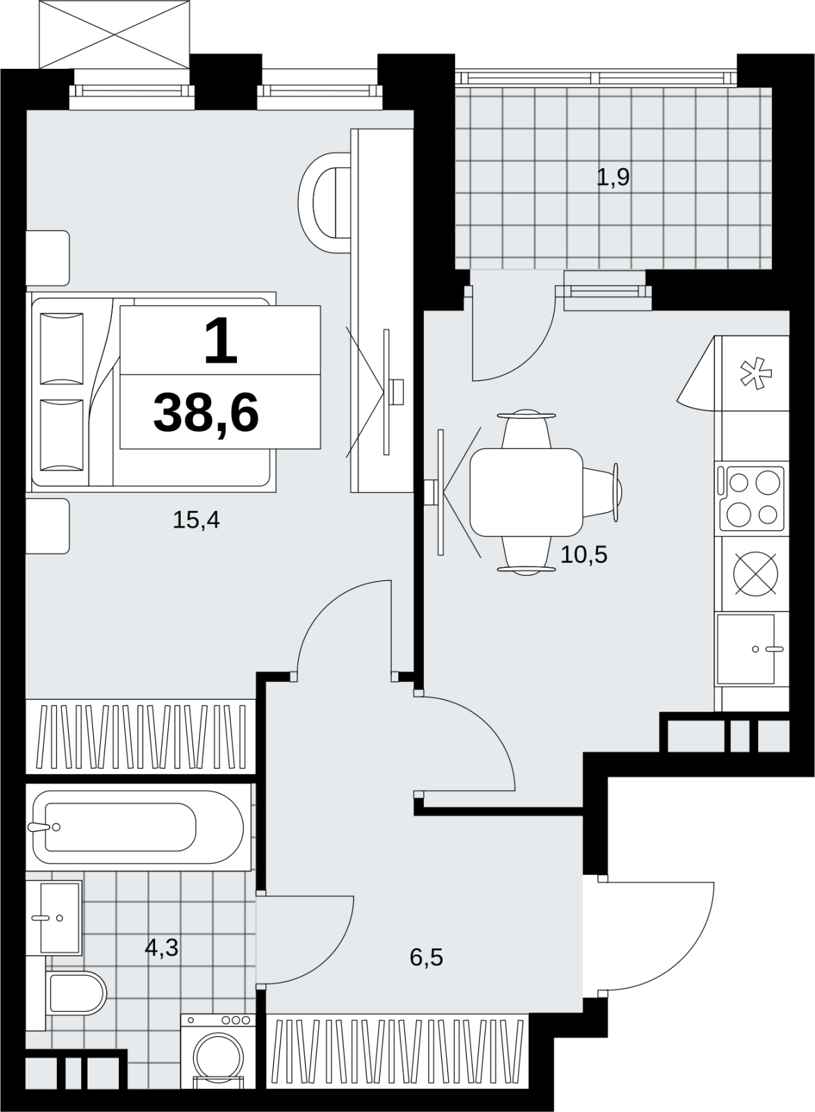 1-комнатная квартира (Студия) с отделкой в ЖК Скандинавия на 5 этаже в 1 секции. Сдача в 1 кв. 2027 г.