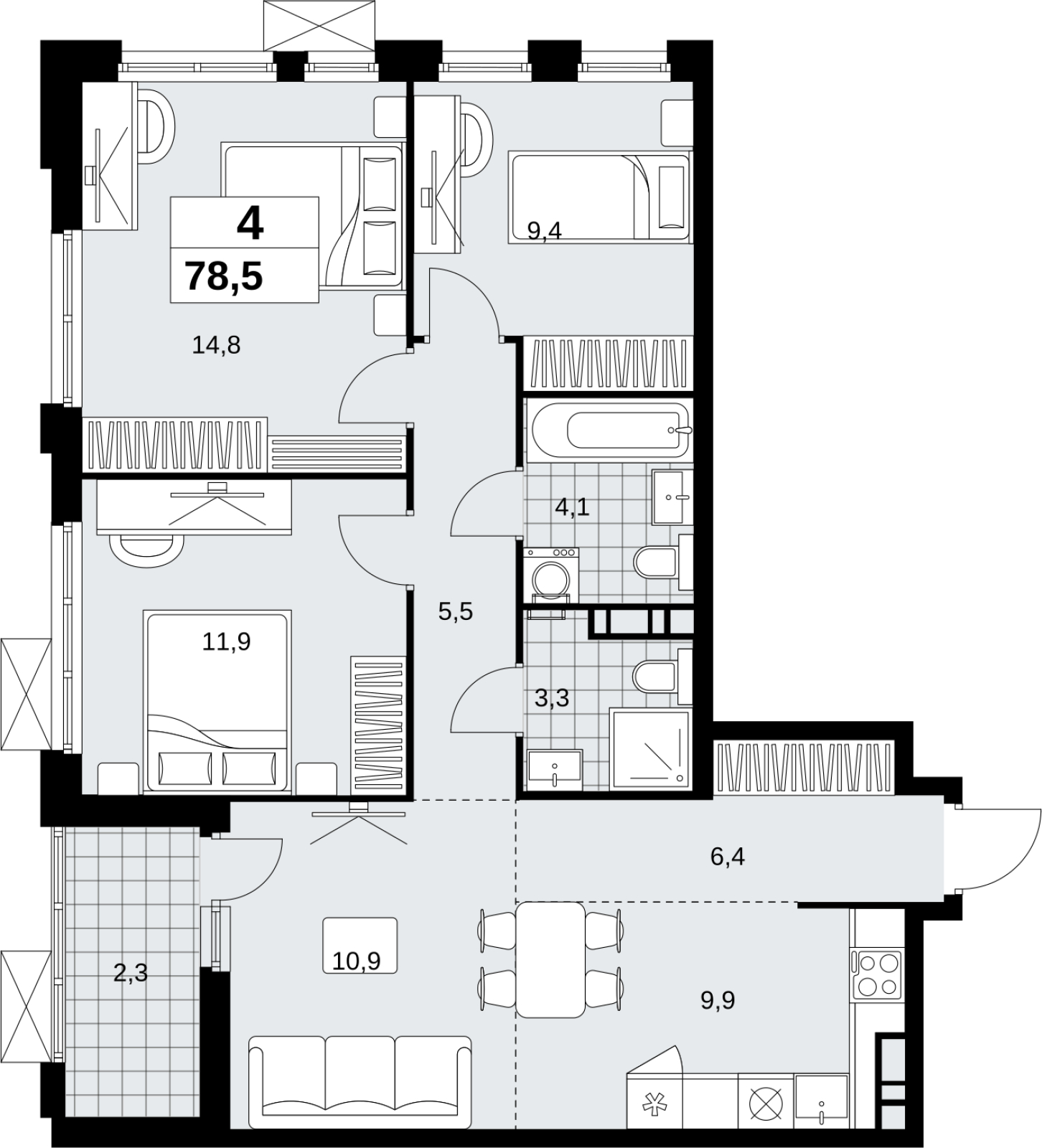 1-комнатная квартира с отделкой в ЖК Скандинавия на 11 этаже в 1 секции. Сдача в 1 кв. 2027 г.