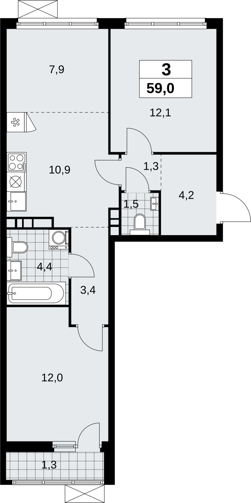 1-комнатная квартира (Студия) с отделкой в ЖК Скандинавия на 12 этаже в 1 секции. Сдача в 1 кв. 2027 г.