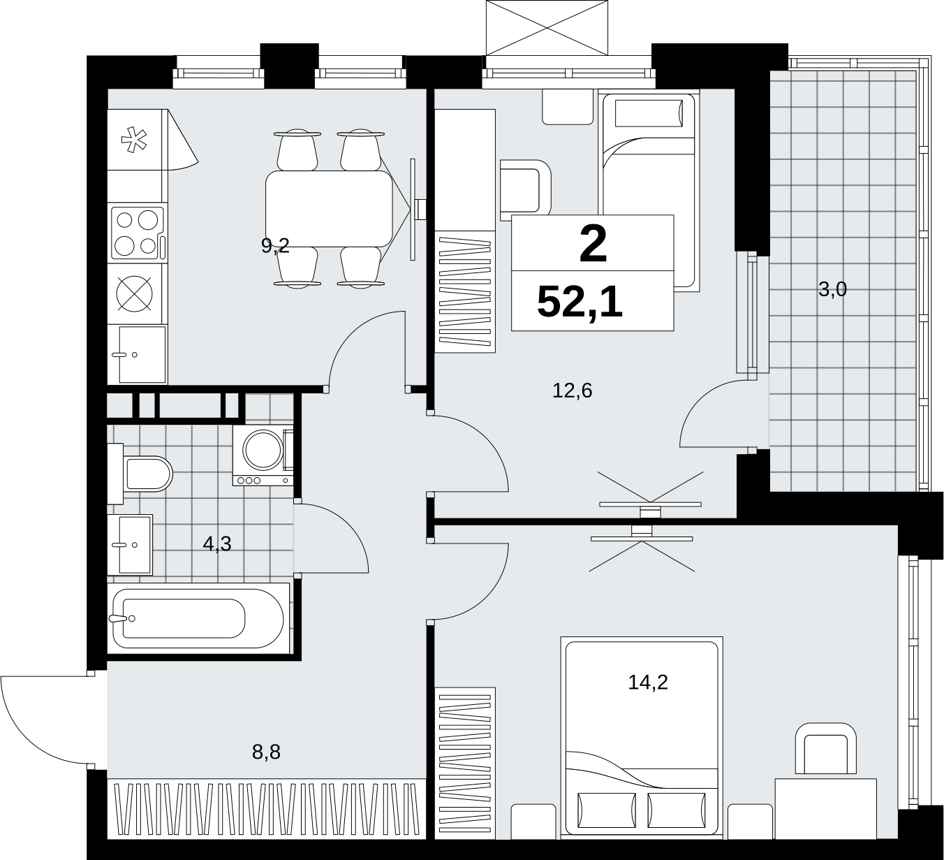 3-комнатная квартира с отделкой в ЖК Скандинавия на 8 этаже в 1 секции. Сдача в 1 кв. 2027 г.