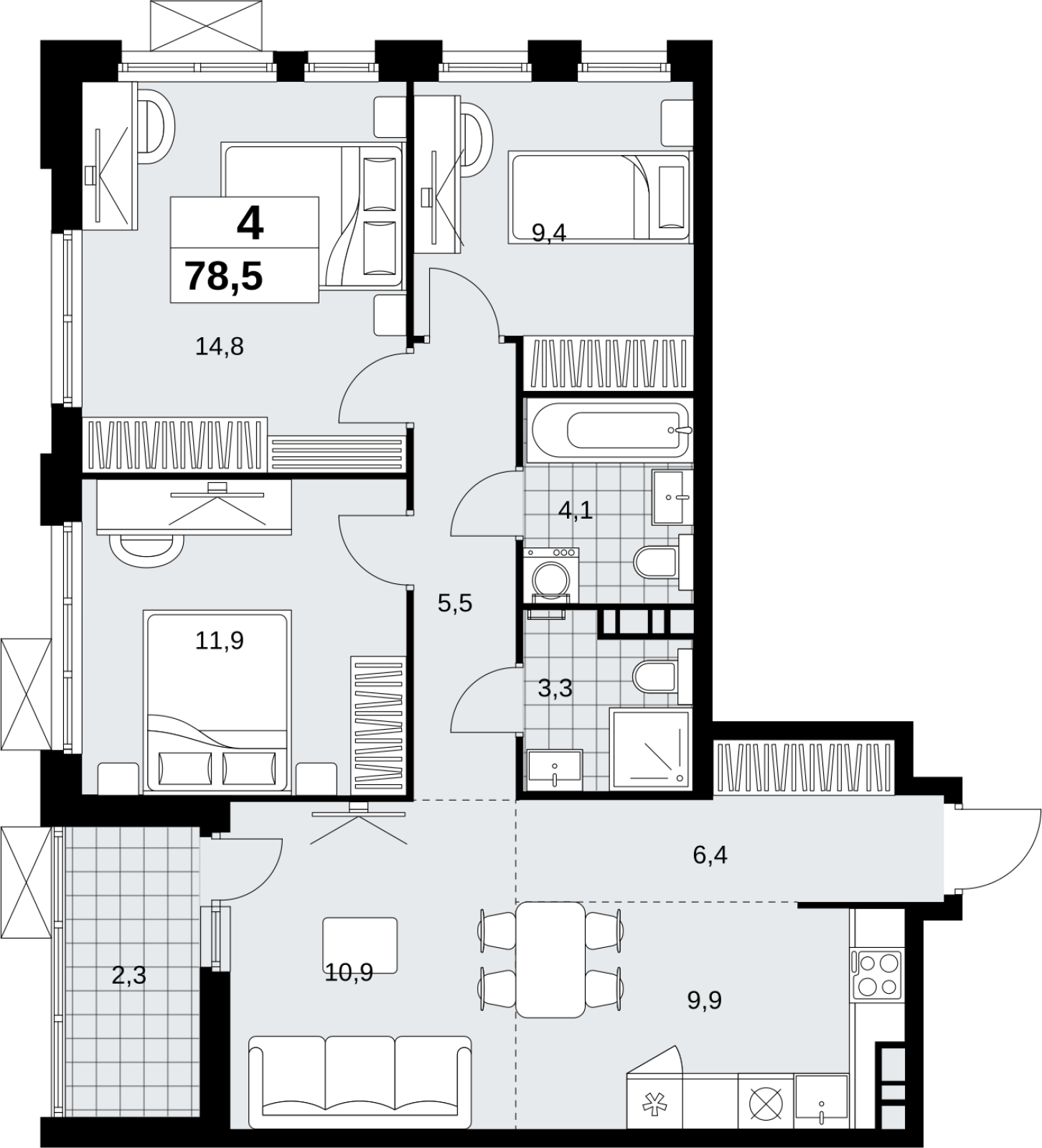 1-комнатная квартира (Студия) в ЖК Скандинавия на 16 этаже в 2 секции. Сдача в 1 кв. 2023 г.