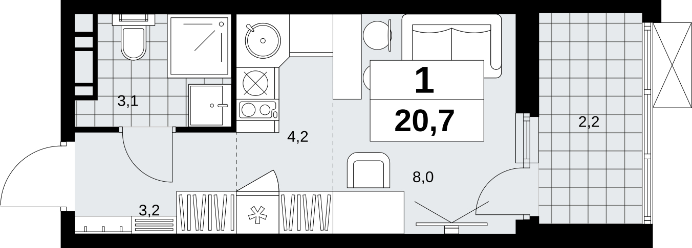 1-комнатная квартира с отделкой в ЖК Скандинавия на 12 этаже в 1 секции. Сдача в 1 кв. 2027 г.