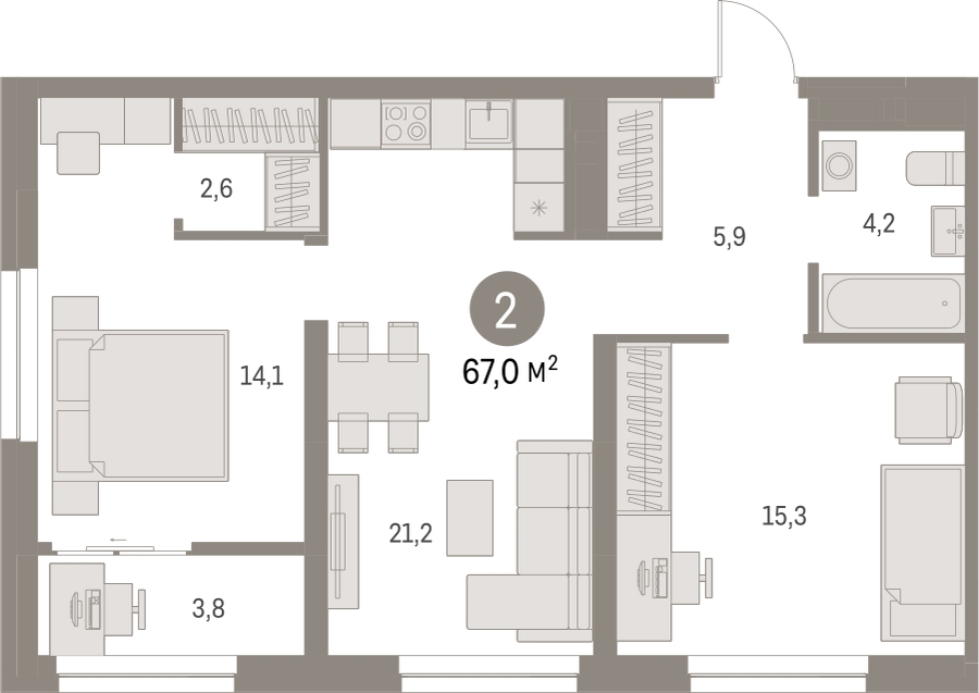 2-комнатная квартира с отделкой в ЖК Скандинавия на 17 этаже в 1 секции. Сдача в 1 кв. 2027 г.