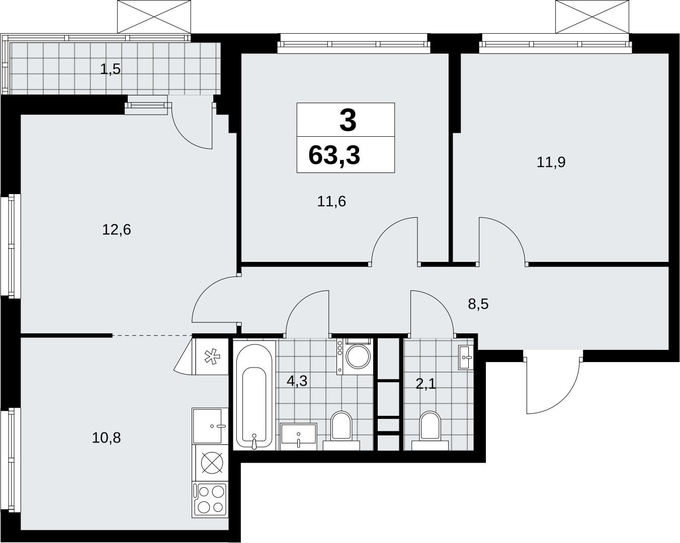 1-комнатная квартира в ЖК Скандинавия на 12 этаже в 1 секции. Сдача в 4 кв. 2026 г.