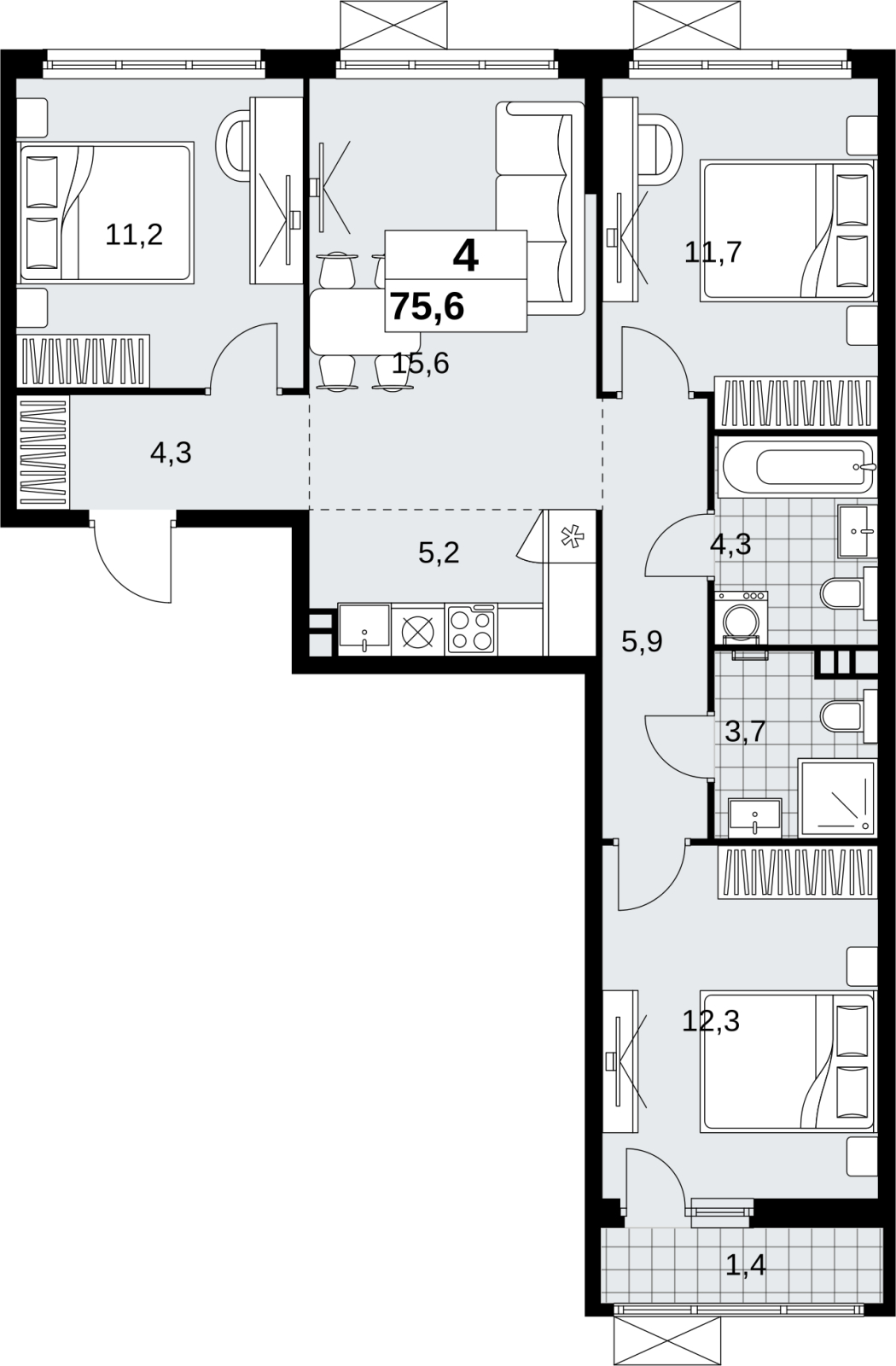 2-комнатная квартира с отделкой в ЖК Скандинавия на 16 этаже в 1 секции. Сдача в 1 кв. 2027 г.
