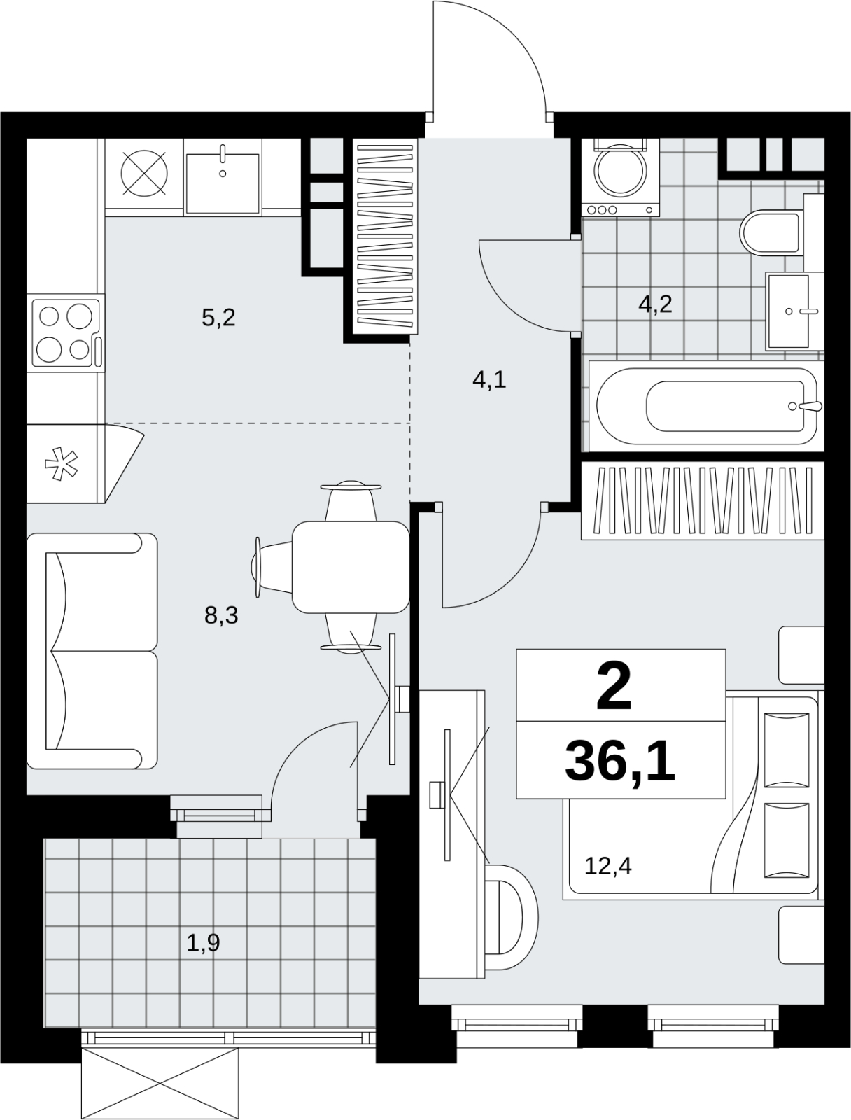 3-комнатная квартира в ЖК Скандинавия на 5 этаже в 2 секции. Сдача в 4 кв. 2026 г.