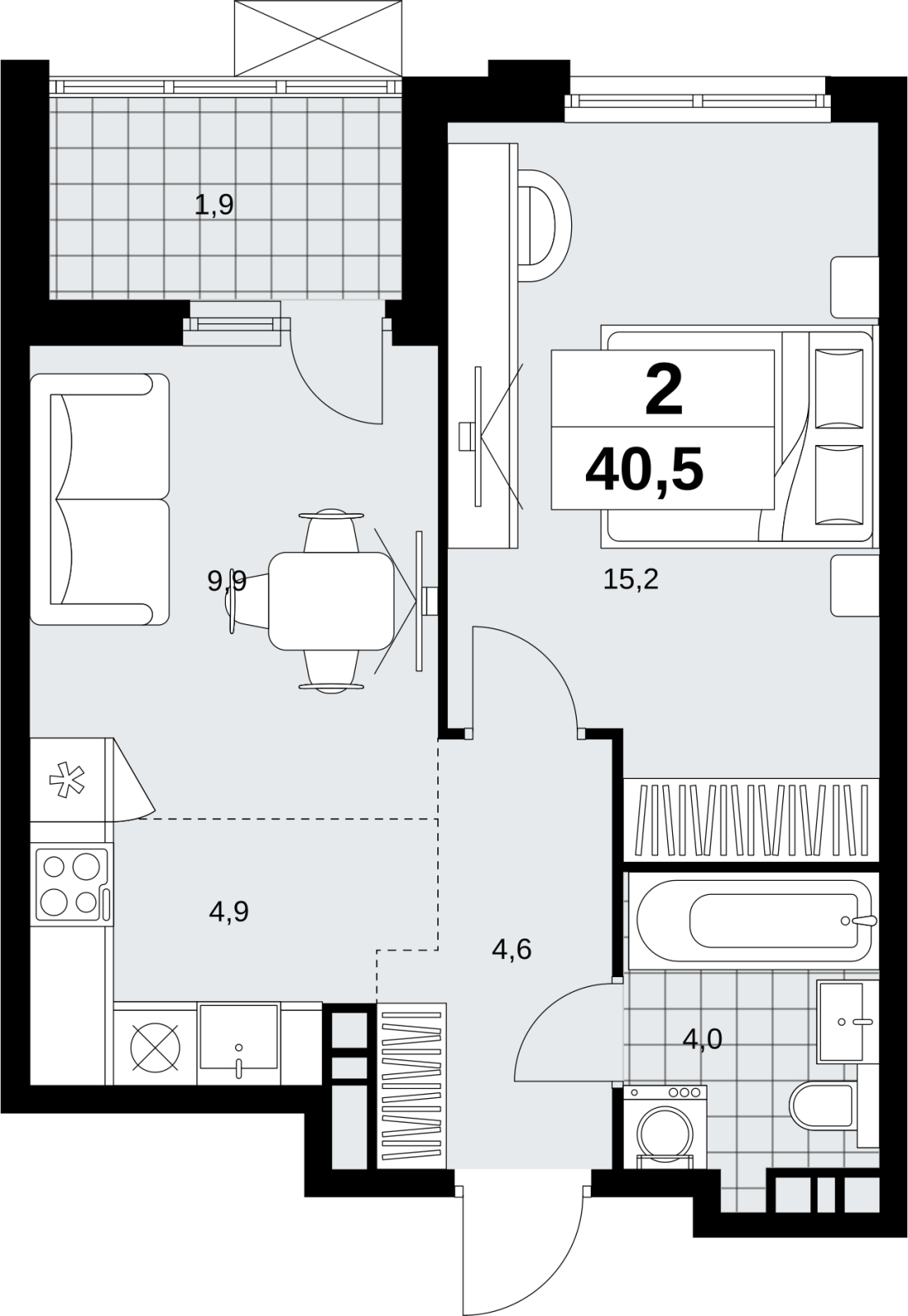 1-комнатная квартира (Студия) в ЖК Скандинавия на 15 этаже в 5 секции. Сдача в 1 кв. 2023 г.