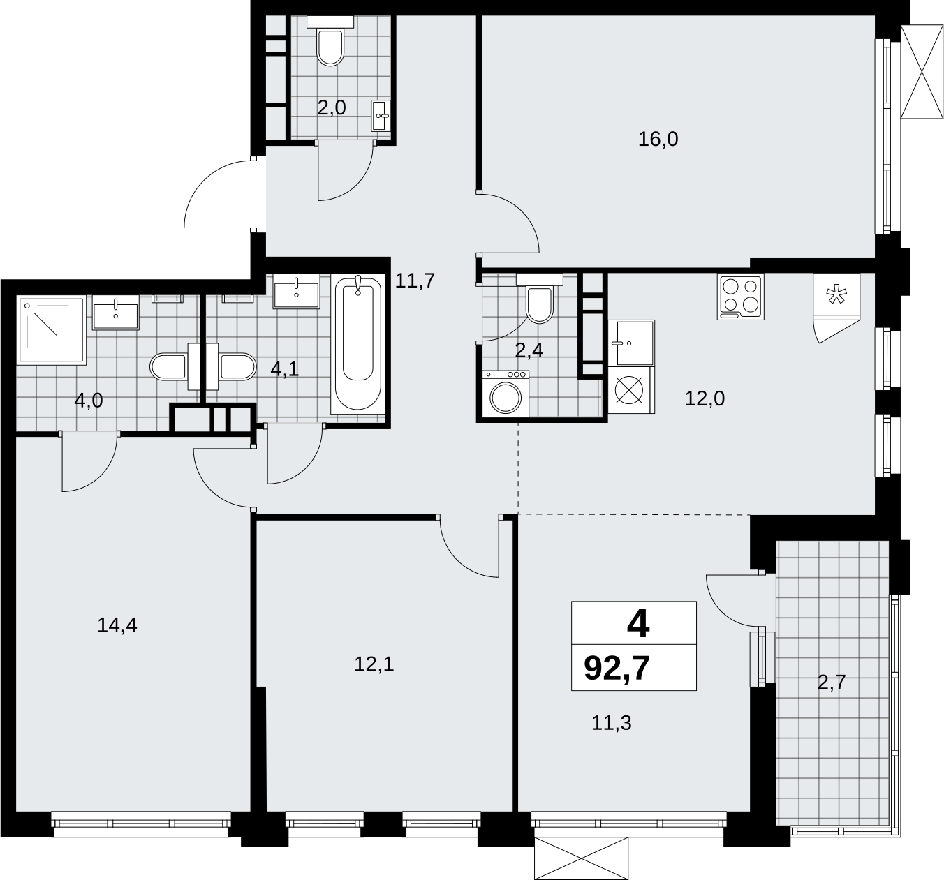 1-комнатная квартира (Студия) в ЖК Скандинавия на 16 этаже в 5 секции. Сдача в 1 кв. 2023 г.