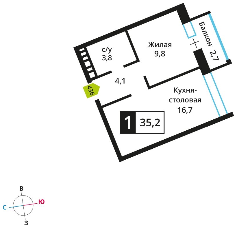 4-комнатная квартира с отделкой в ЖК Скандинавия на 16 этаже в 1 секции. Сдача в 1 кв. 2027 г.