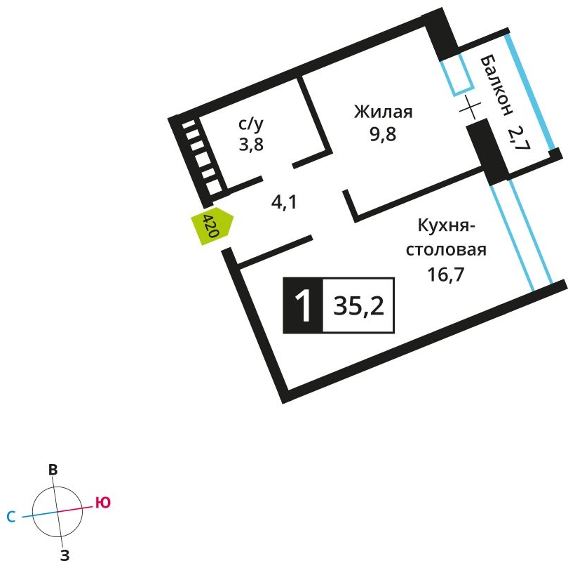 4-комнатная квартира с отделкой в ЖК Скандинавия на 16 этаже в 1 секции. Сдача в 1 кв. 2027 г.