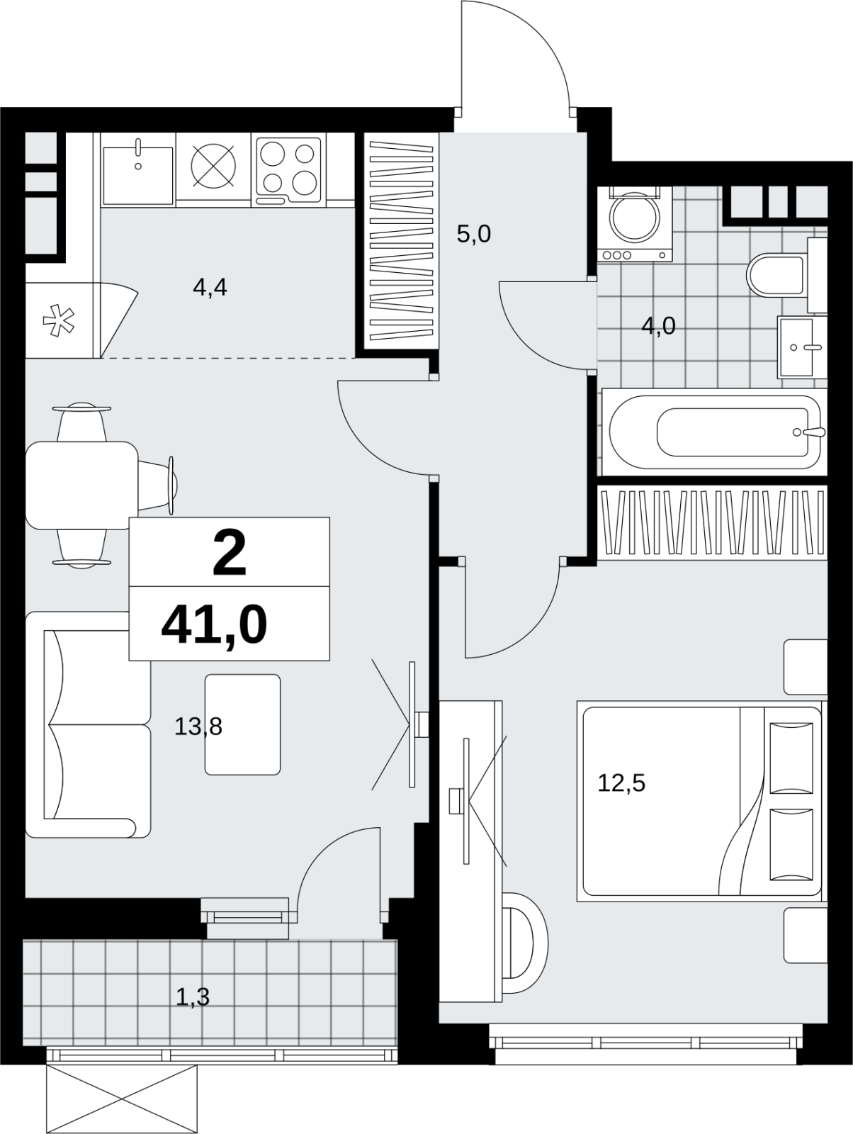 1-комнатная квартира (Студия) с отделкой в ЖК Скандинавия на 18 этаже в 1 секции. Сдача в 1 кв. 2027 г.